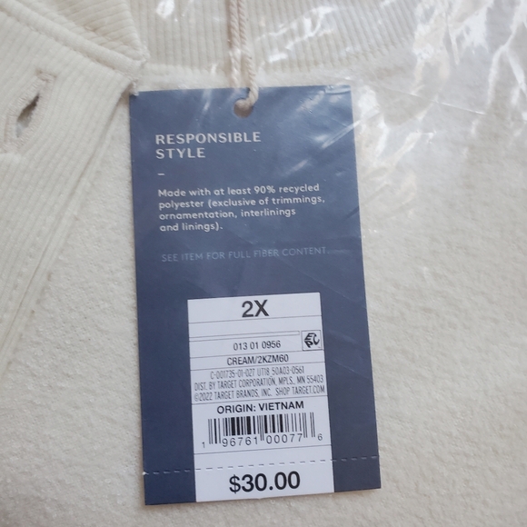 Universal Thread white cream sweater 2x NWT - Picture 3 of 3